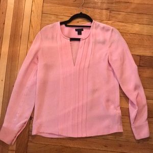 Pink J. Crew silk top with pleating